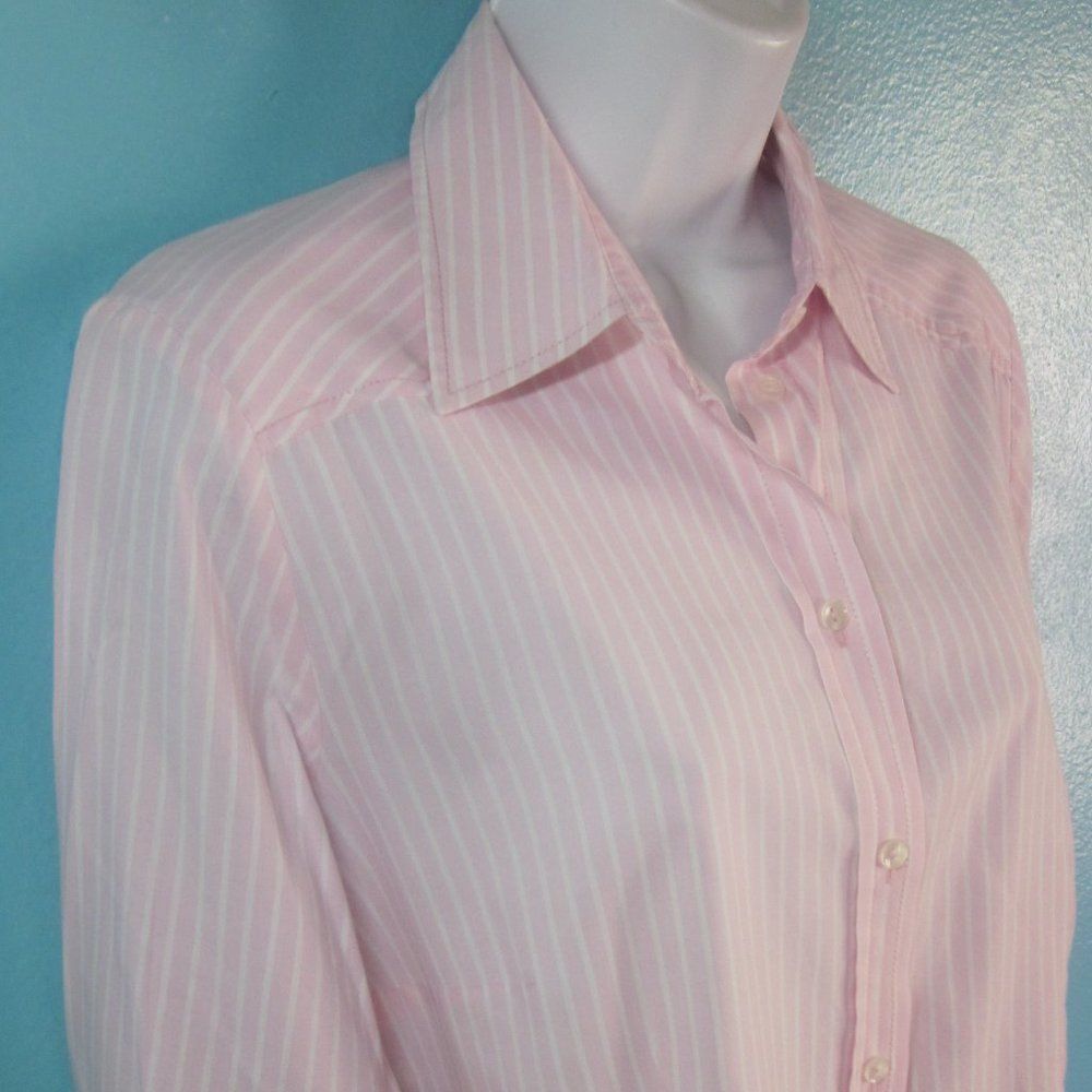 Seidensticker Womens Size 8 Pink Striped Button Front Shirt Size 42 - Picture 5 of 14